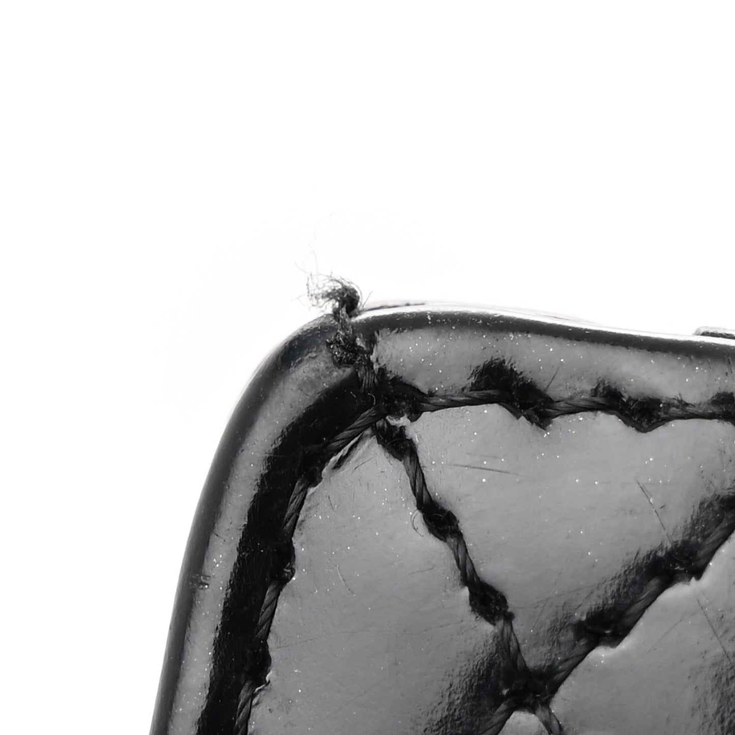Patent Calfskin Quilted Mini Square Flap Black