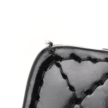 Patent Calfskin Quilted Mini Square Flap Black