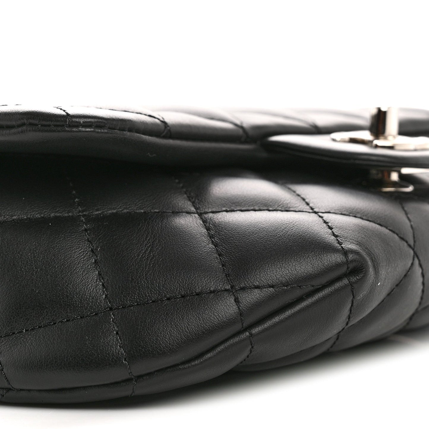 Calfskin Quilted CC Uniform Flap Belt Bag Black