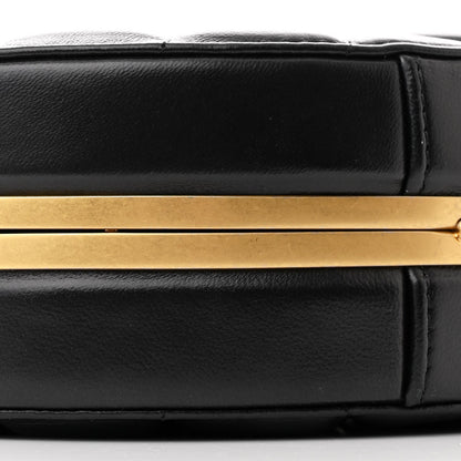 Lambskin Round Clutch With Chain Black