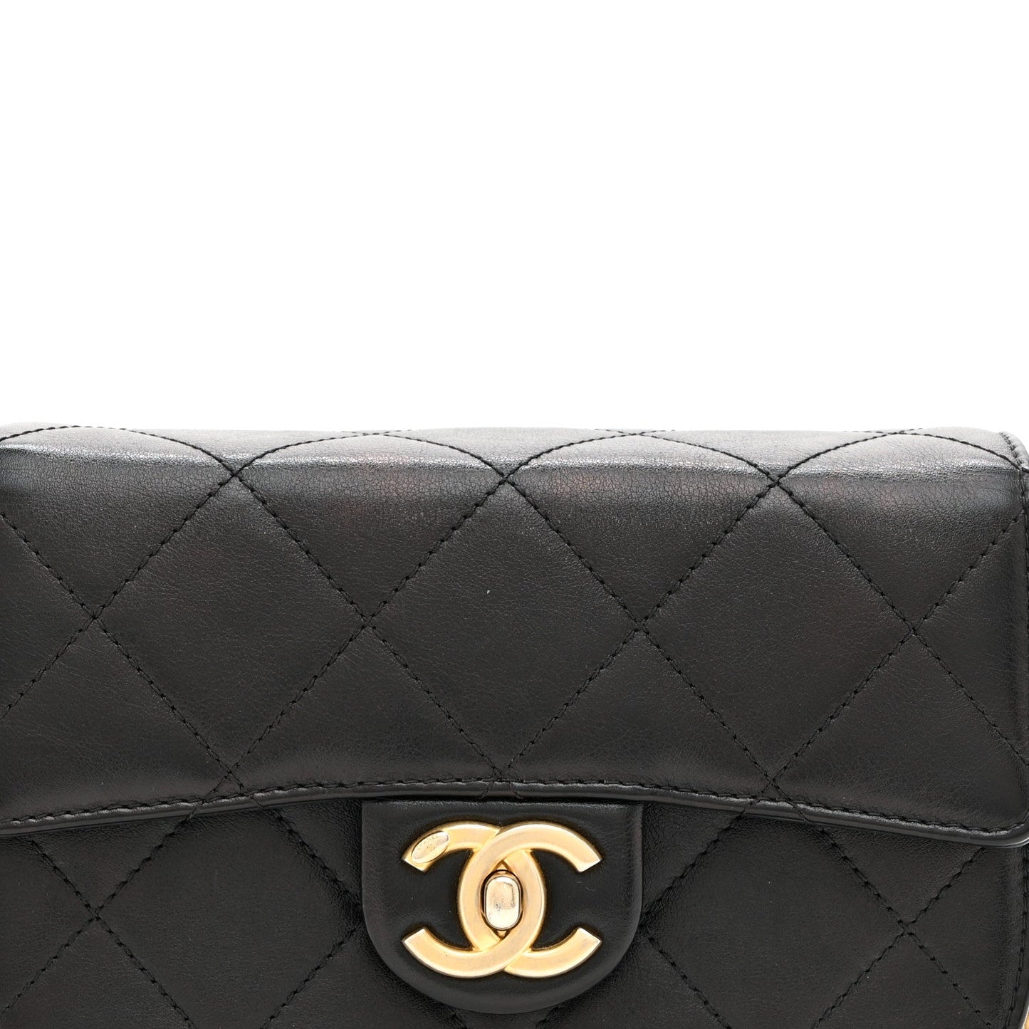 Calfskin Quilted Moon Messenger Black