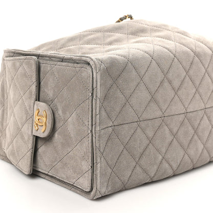 Suede Quilted Medium Chanel 25 Handbag Dark Grey