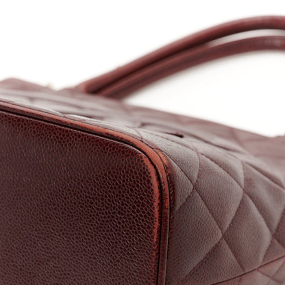 Caviar Quilted Medallion Tote Bordeaux