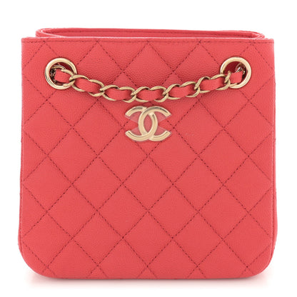 Caviar Quilted Mini Bucket Bag Dark Pink