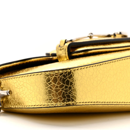 Metallic Demetra Mini Horsebit 1955 Asymmetric Shoulder Bag Gold