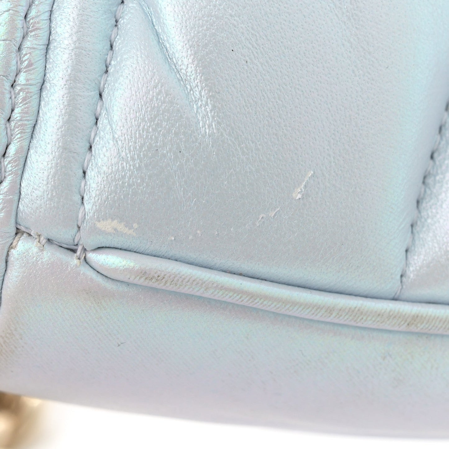 Iridescent Nappa Chevron Matelasse Small GG Marmont Shoulder Bag Iridescent Snow Light Blue