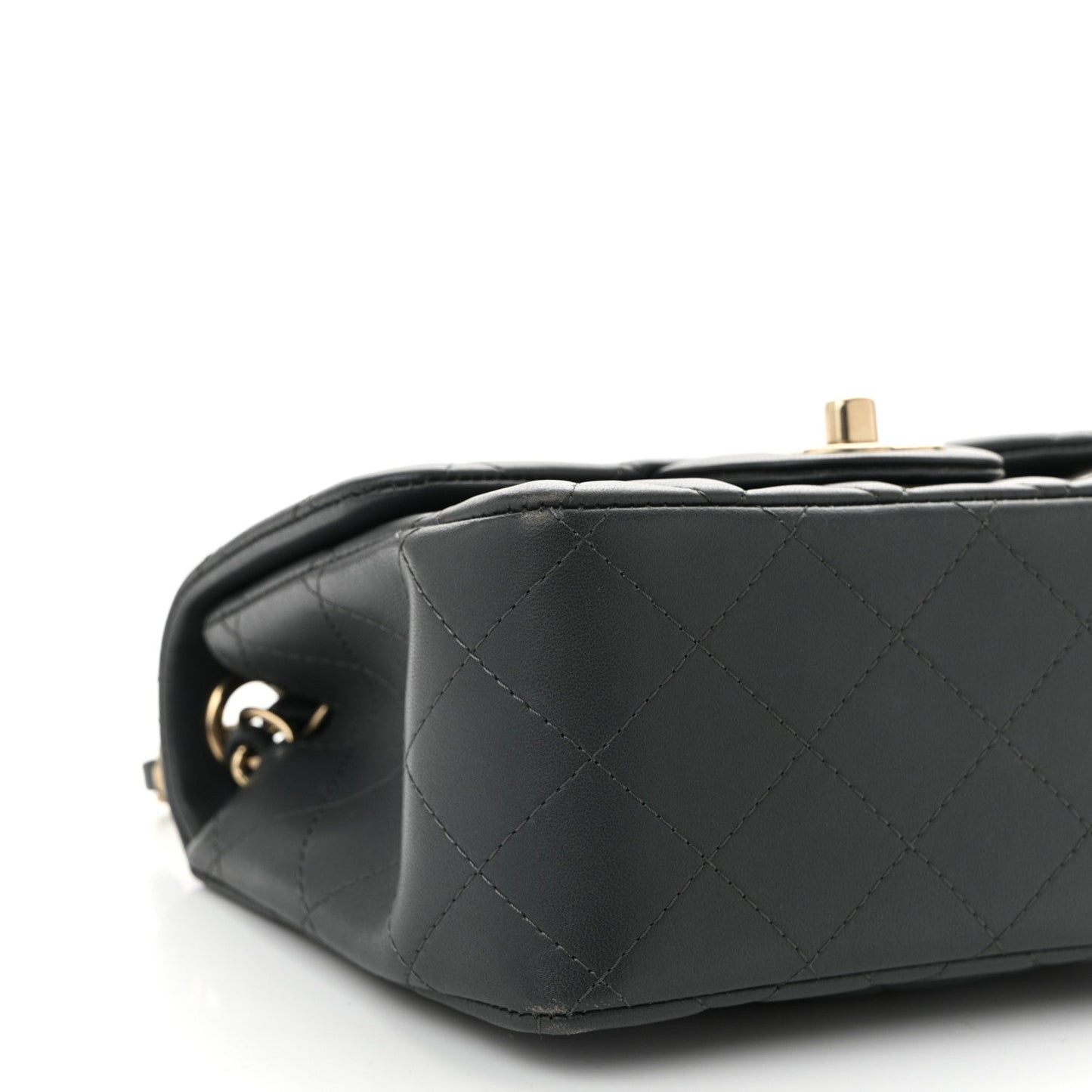 Lambskin Quilted Mini Square Flap Dark Grey