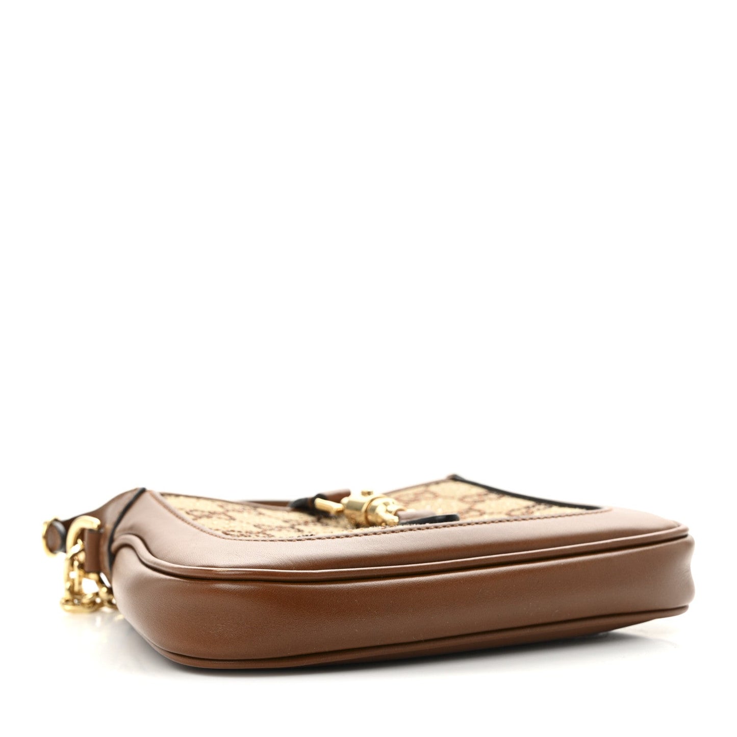 New Canvas Charisma Calfskin Crystal GG Monogram Mini Jackie 1961 Hobo Camel Ebony