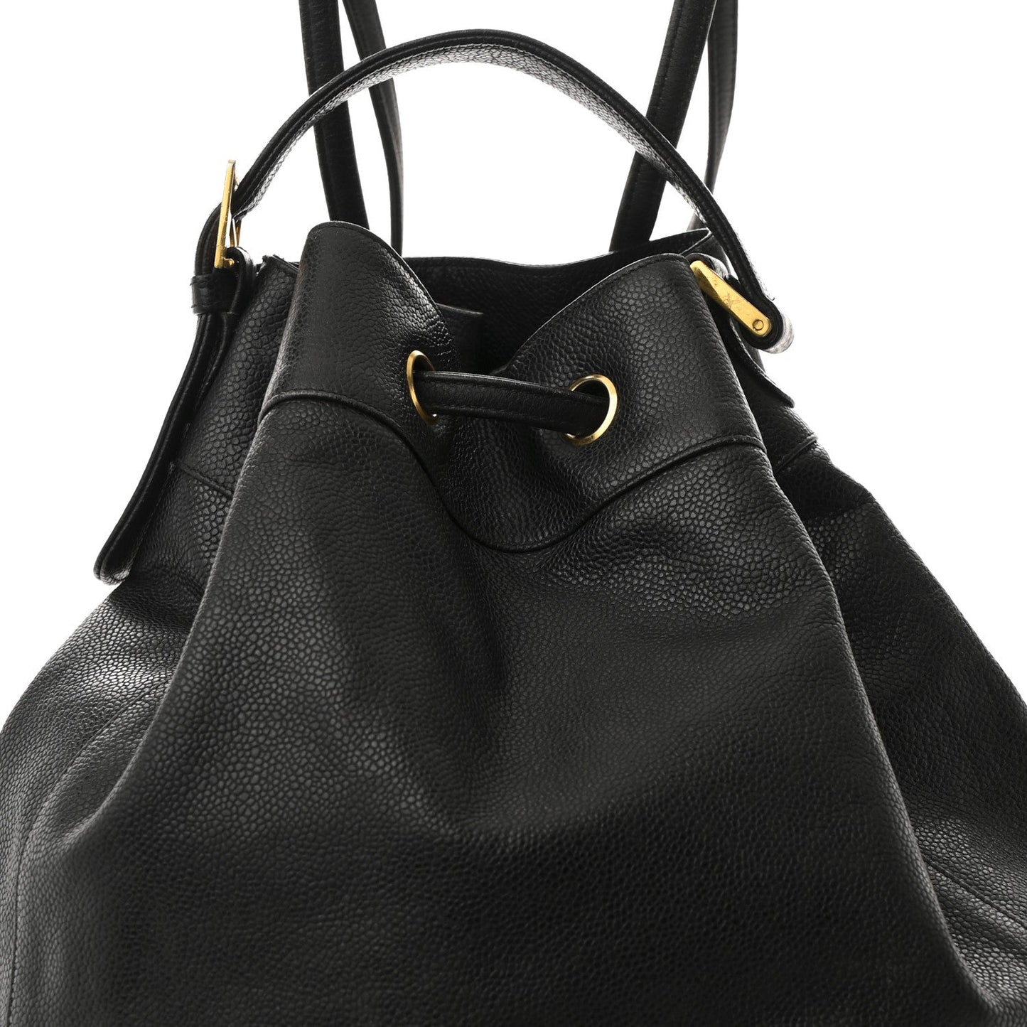 Caviar Quilted Drawstring Backpack Black