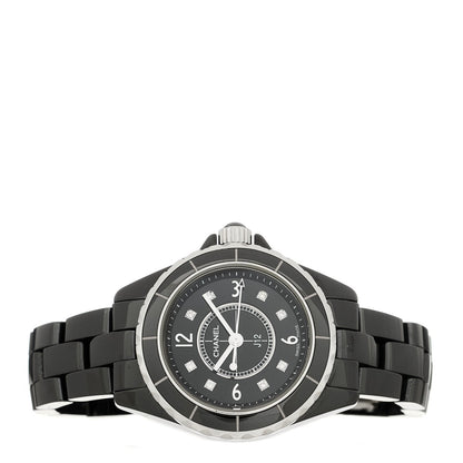 Stainless Steel Ceramic Diamond 29mm J12 Quartz Watch Black