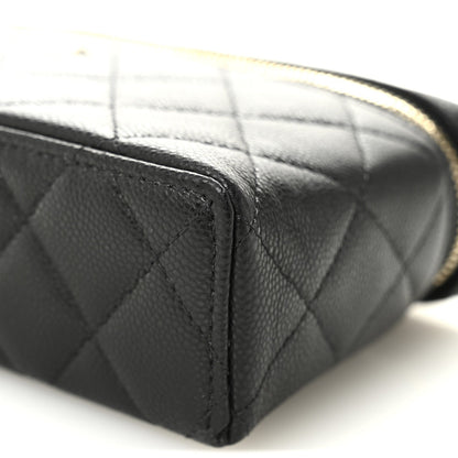 Caviar Quilted Top Handle Slim Vanity With Chain Black