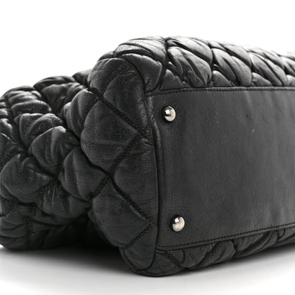 Calfskin Bubble Quilt Bowler Black