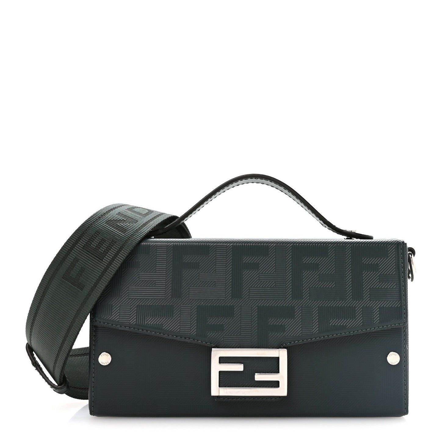 Vitello King FF Lines Embossed Baguette Soft Trunk Verde Inglese