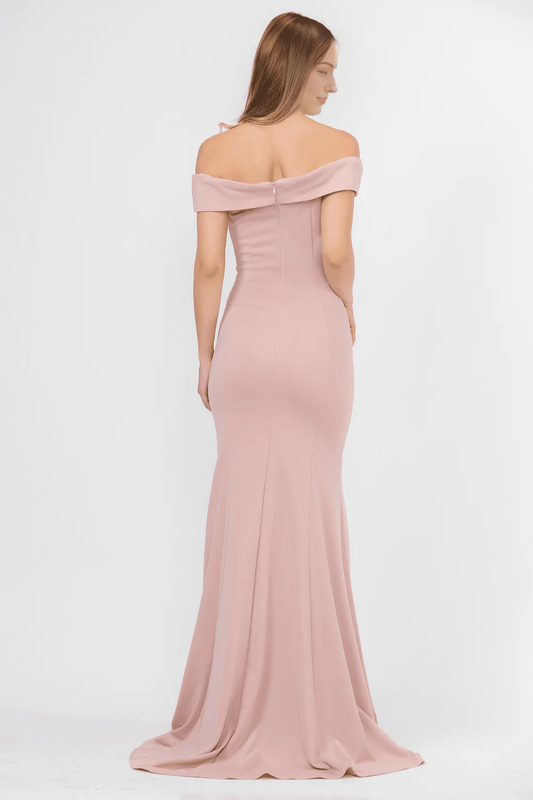 Illusionary Splicing Shoulderless Mermaid Long Dress