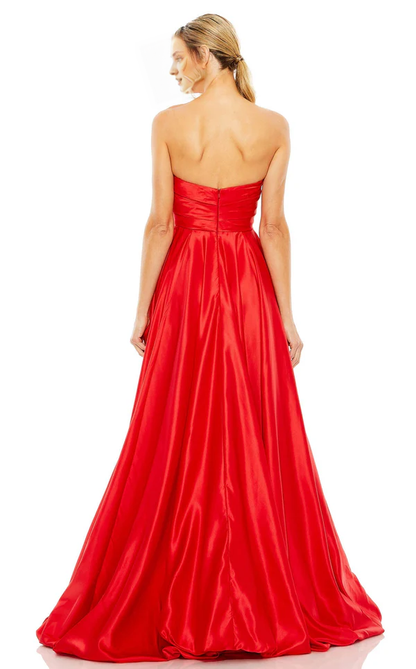 Off shoulder collar tight corset asymmetric high slit and floor length evening dress
