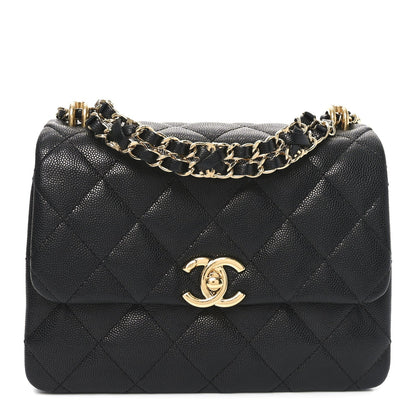 Caviar Quilted Mini Coco First Flap Black