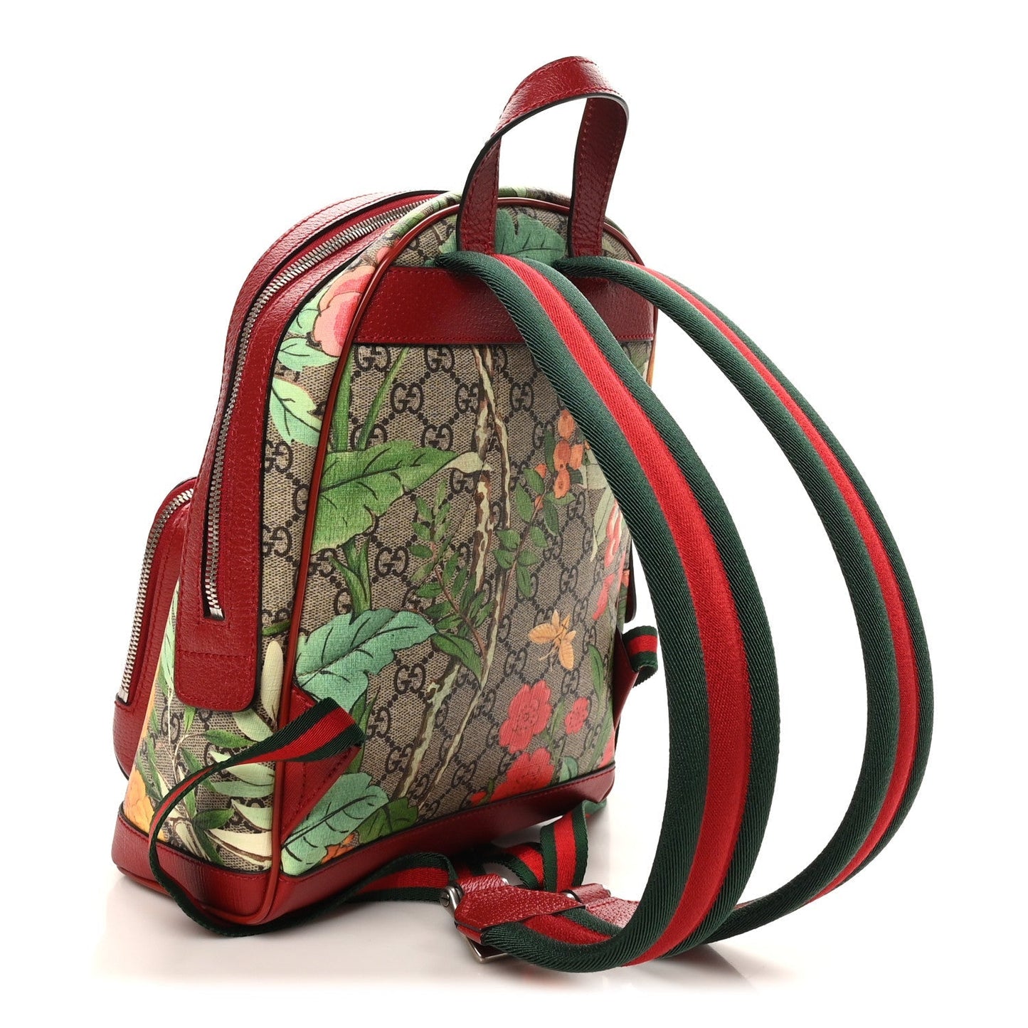 GG Supreme Monogram Tian Web Small Day Backpack Beige Multicolor Red