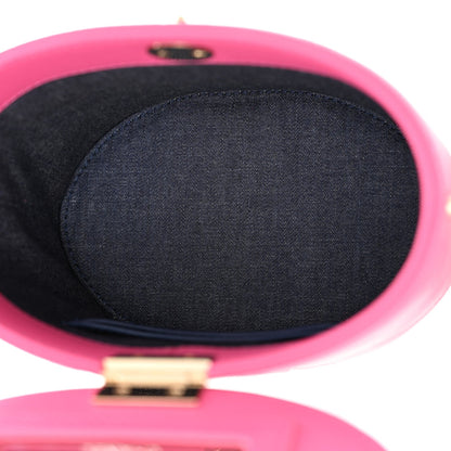 Lambskin Resin Elegant Chain Vanity Case Dark Pink