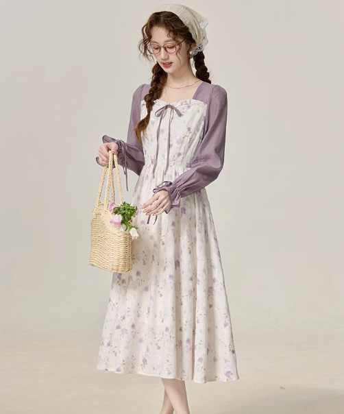 Temperament gentle style floral dress 2025 new spring super beautiful dress R1907