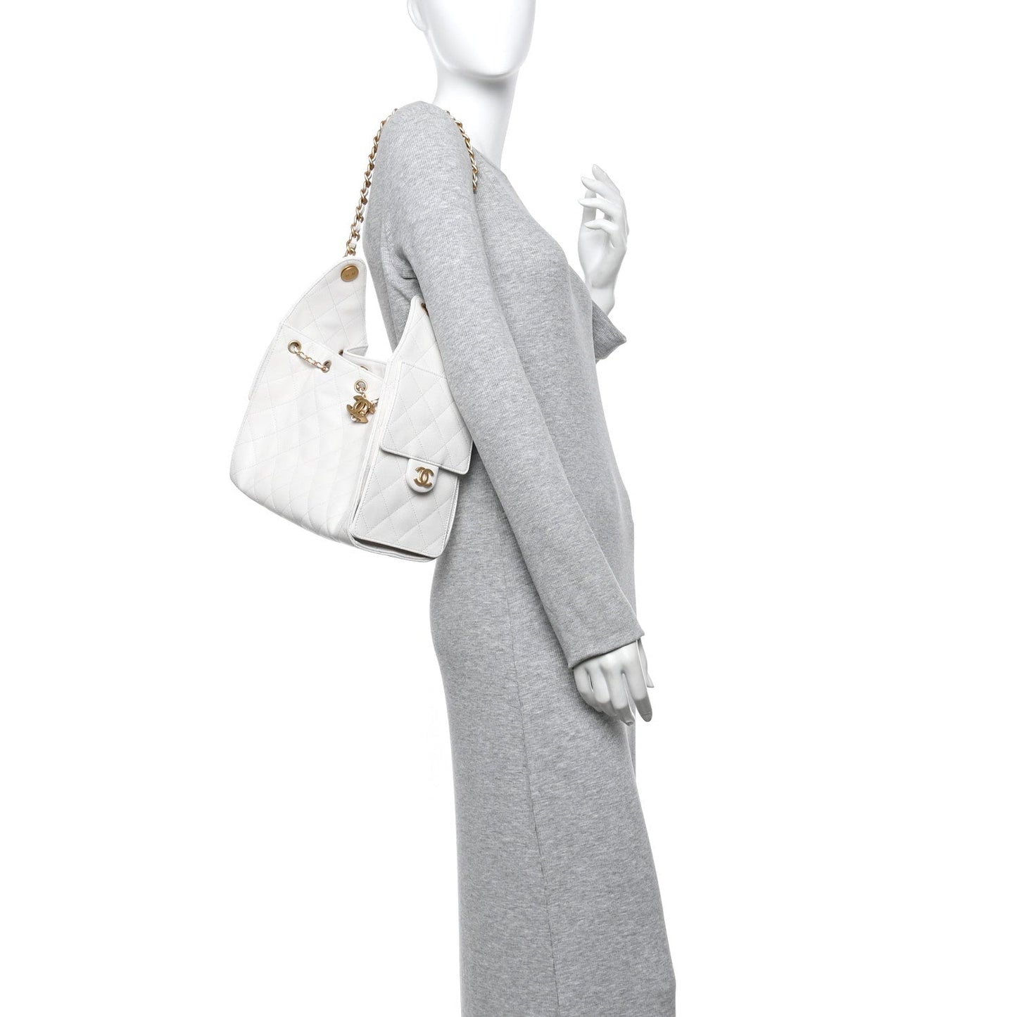 Caviar Quilted Small Chanel 25 Handbag White