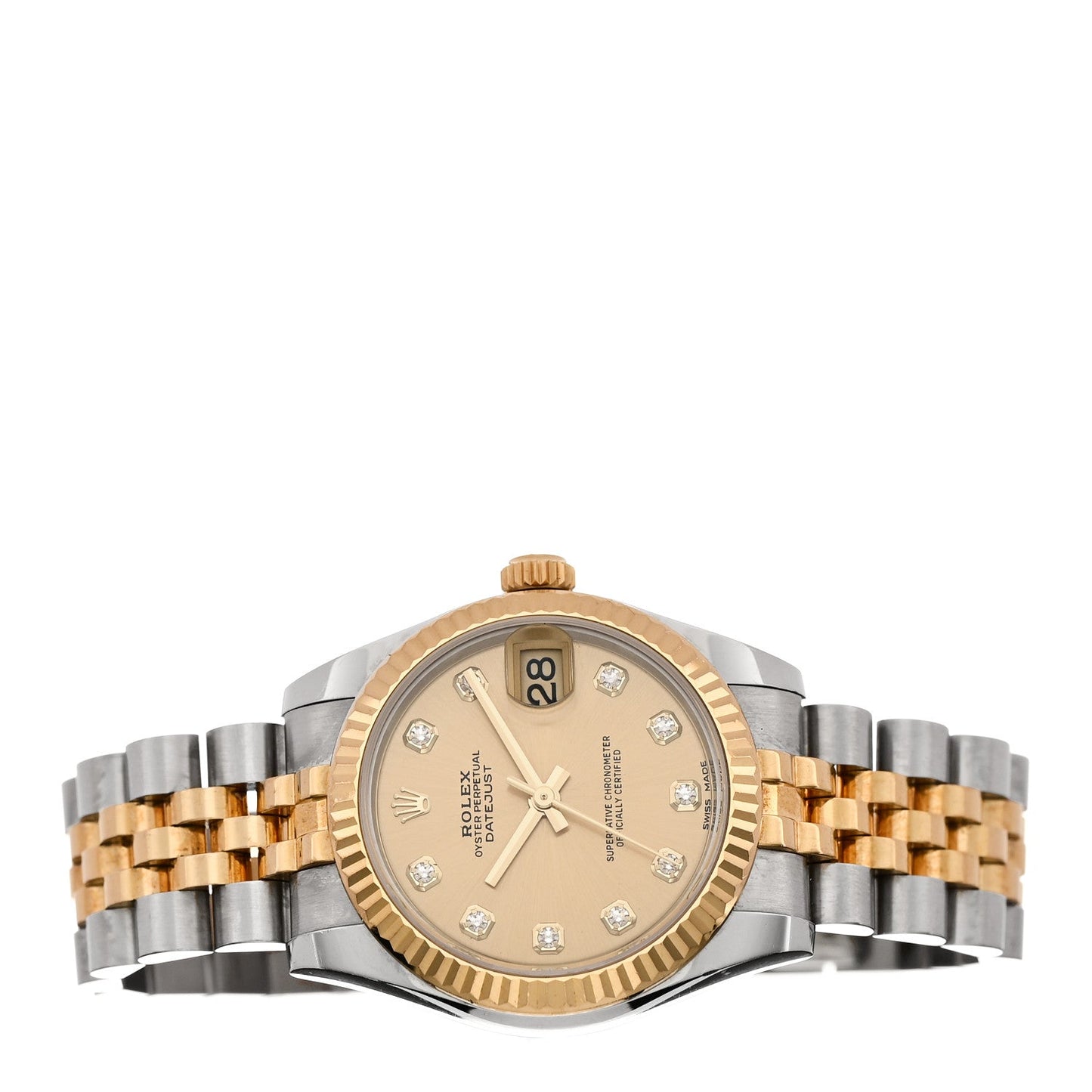 Stainless Steel 18K Yellow Gold Diamond 31mm Oyster Perpetual Datejust Watch Champagne 178273