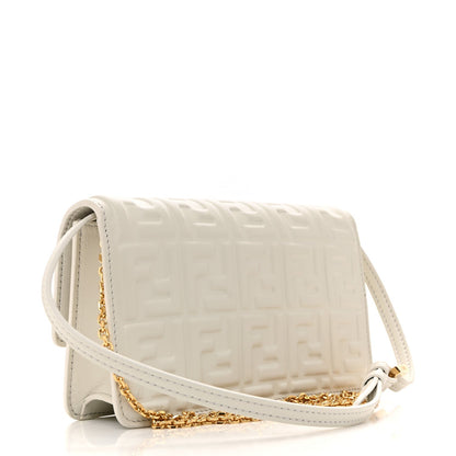 Nappa Matisse FF Embossed Wallet On Chain Baguette White