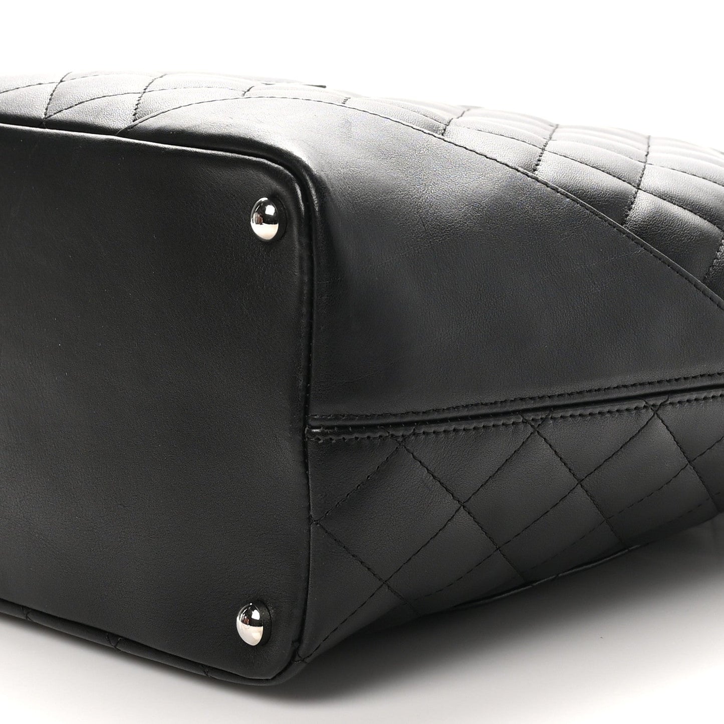 Calfskin Quilted Medium Cambon Tote Black