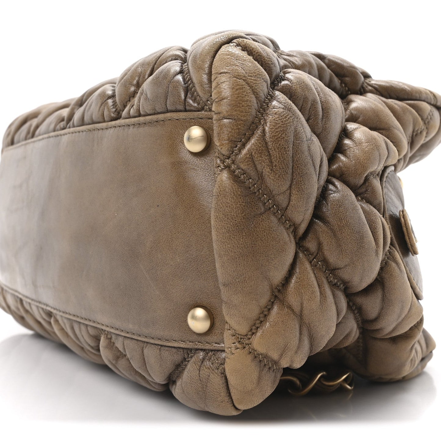 Calfskin Bubble Quilt Bowler Brown