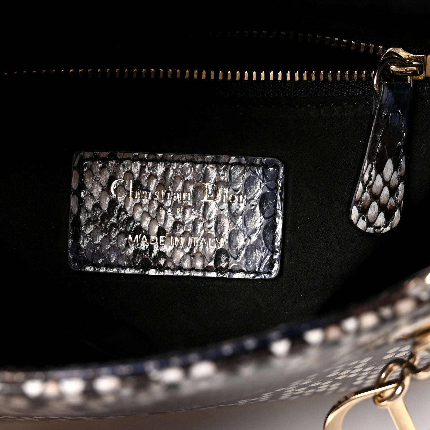 Snakeskin Mini Lady Dior Bleu Multicolor