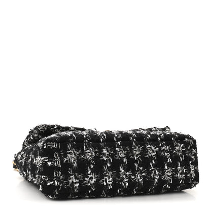 Tweed Quilted Large Chanel 19 Flap Black Silver Ecru