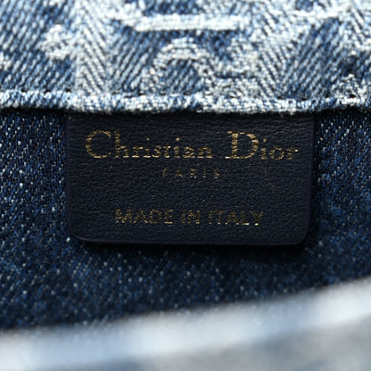 Denim Oblique Mini Book Tote With Strap Blue