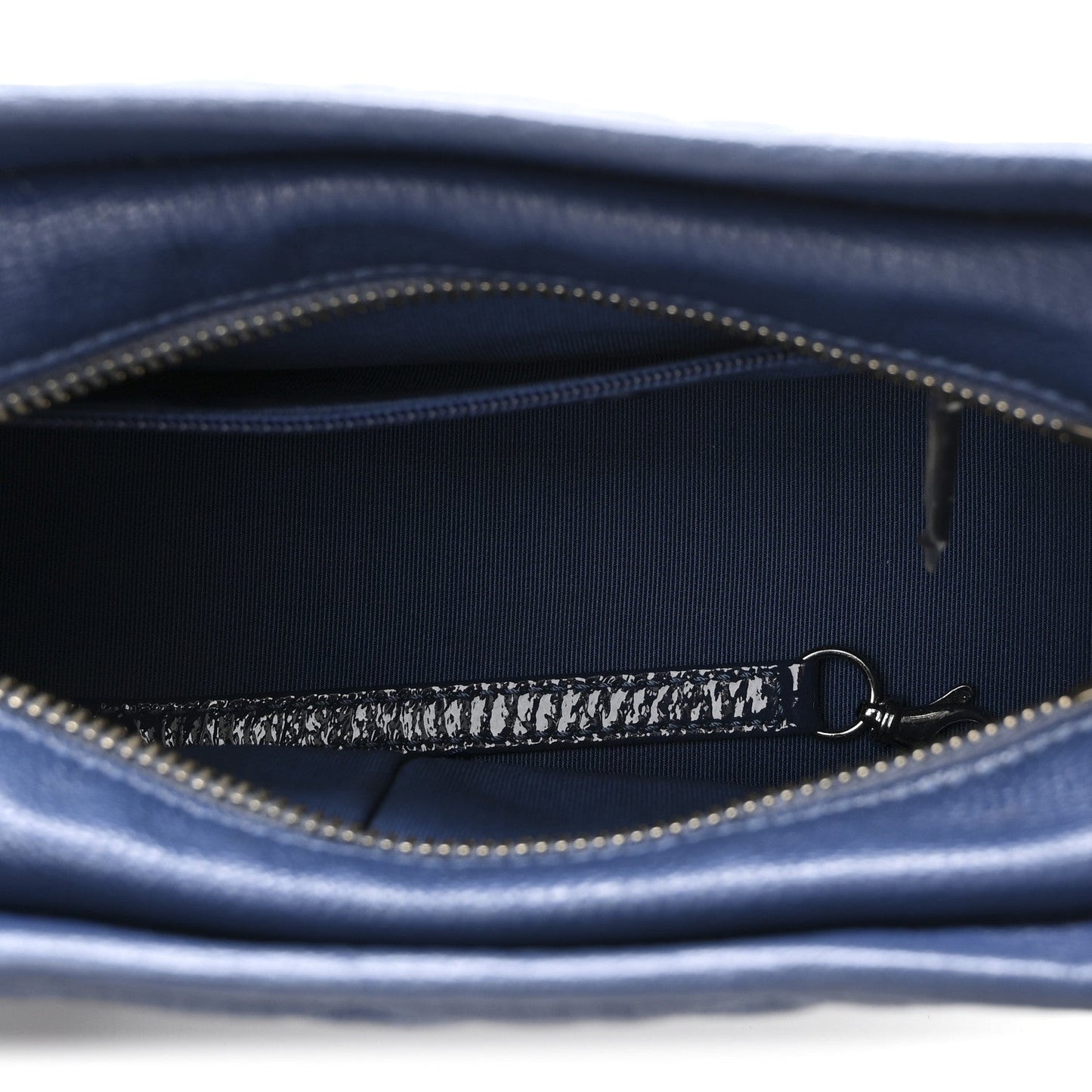Patent Goatskin Quilted Small Gabrielle Hobo Blue
