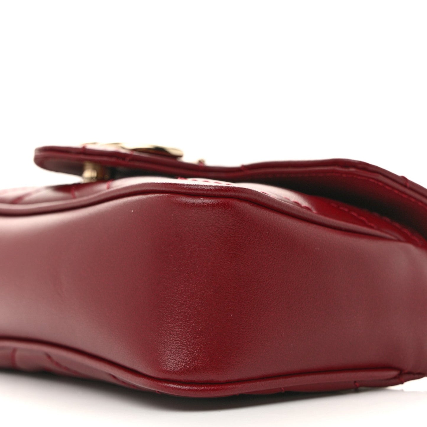 Calfskin Matelasse Super Mini GG Marmont Shoulder Bag Rosso Ancora