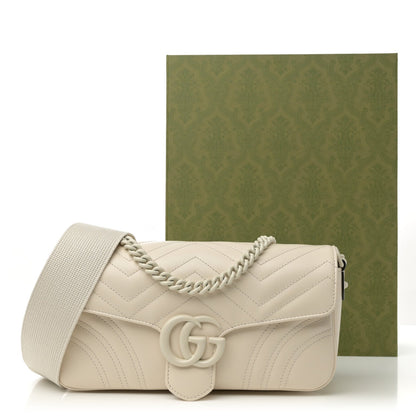 Calfskin Matelasse Monochrome GG Marmont Crossbody Shoulder Bag White