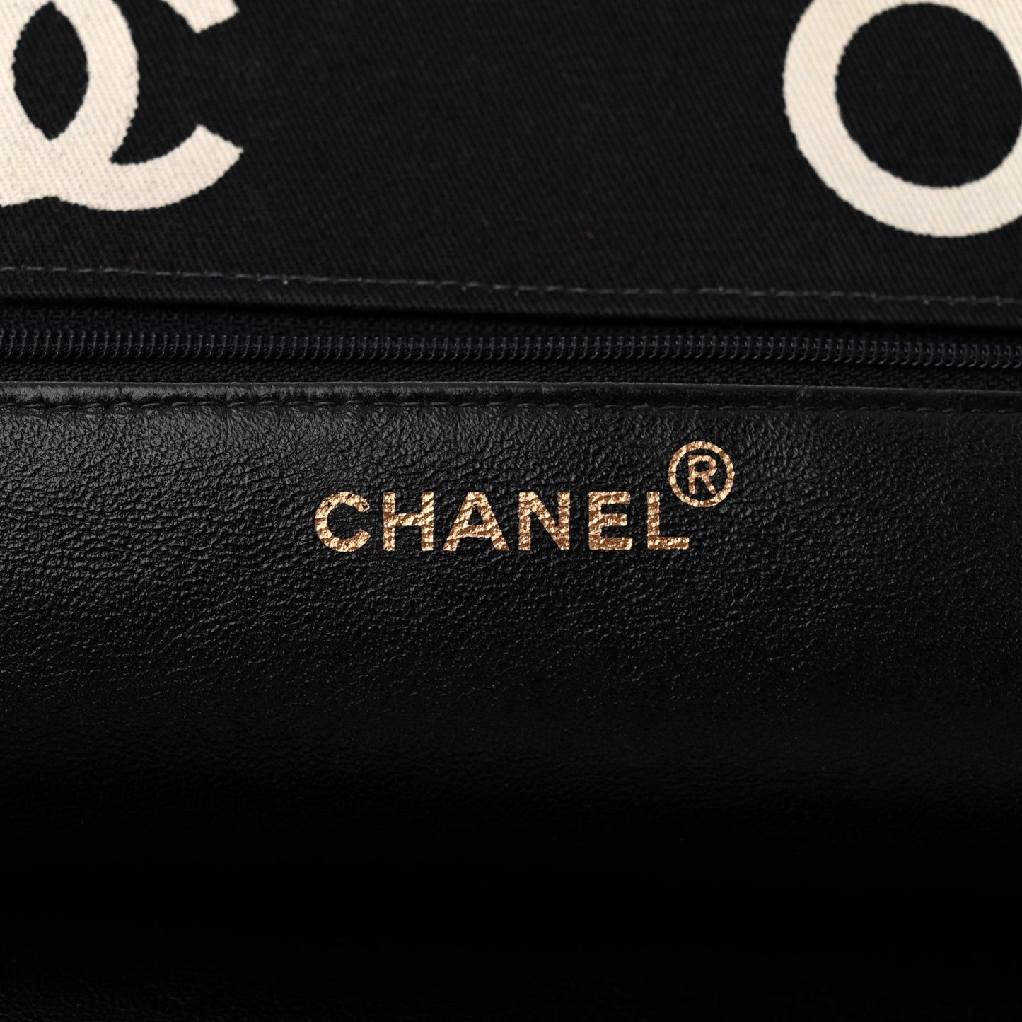 Canvas Printed Quilted Logo Tote Black White