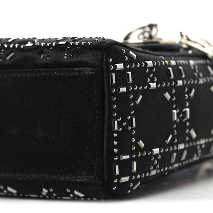 Satin Crystal Cannage Mini Lady Dior Black