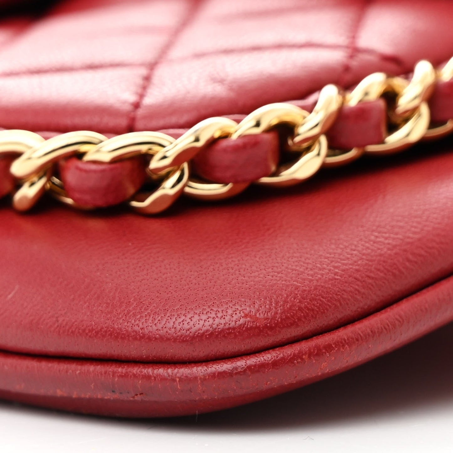 Lambskin Quilted CC Unchained Crossbody Red