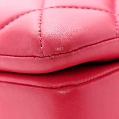Lambskin Quilted Small Trendy CC Flap Dual Handle Bag Dark Pink