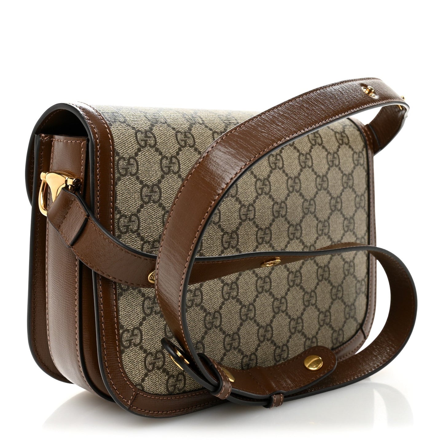 GG Supreme Monogram Horsebit 1955 Shoulder Bag Beige Brown Sugar