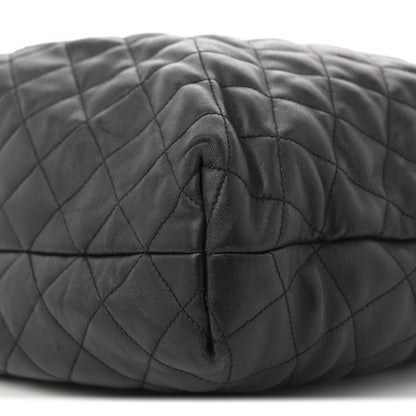 Lambskin Quilted Maxi Icare Shopping Tote Black