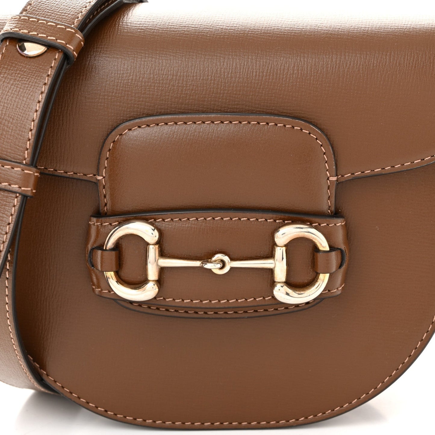 Azalea Calfskin Mini Horsebit 1955 Rounded Shoulder Bag Brown Sugar