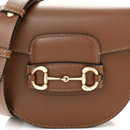 Azalea Calfskin Mini Horsebit 1955 Rounded Shoulder Bag Brown Sugar