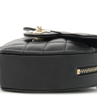 Lambskin Quilted CC In Love Heart Clutch With Chain  Black