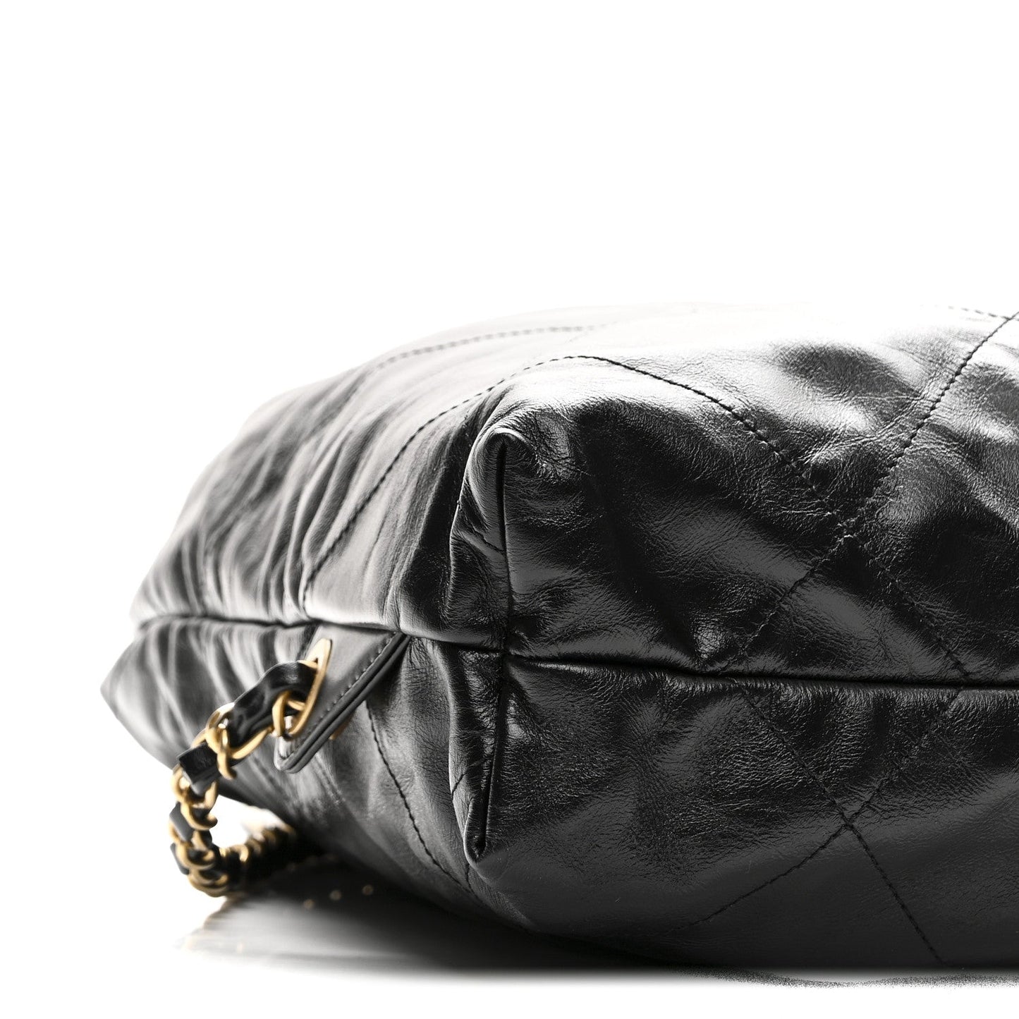 Shiny Calfskin Quilted Chanel 22 Backpack Black