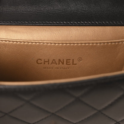 Lambskin Quilted Chic Pearls Flap Black