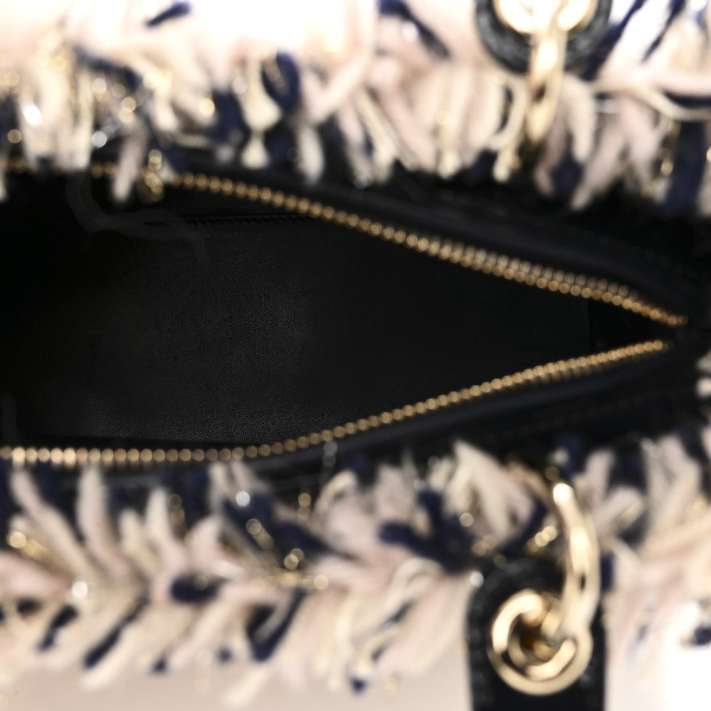Tweed Fringe Medium Lady Dior Beige Multicolor
