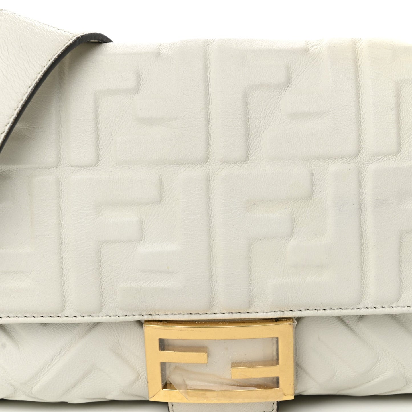 Nappa FF 1974 Embossed Large Baguette White