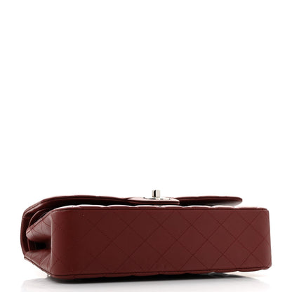 Lambskin Quilted Medium Double Flap Burgundy