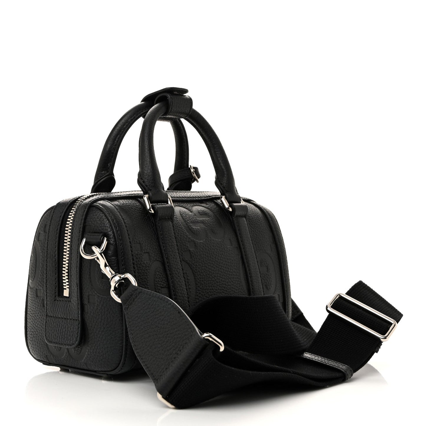 Piuma Calfskin Jumbo GG Embossed Mini Duffle Bag Black