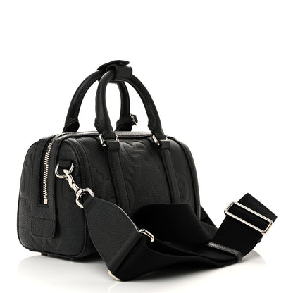 Piuma Calfskin Jumbo GG Embossed Mini Duffle Bag Black